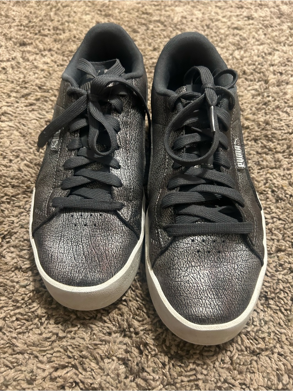 Puma Gray Low-Top Sneakers with White Sole